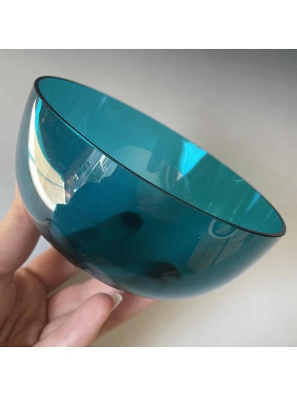 Vintage Swedish Blue / Teal Art Glass Bowl Retro Modernist 20th C.